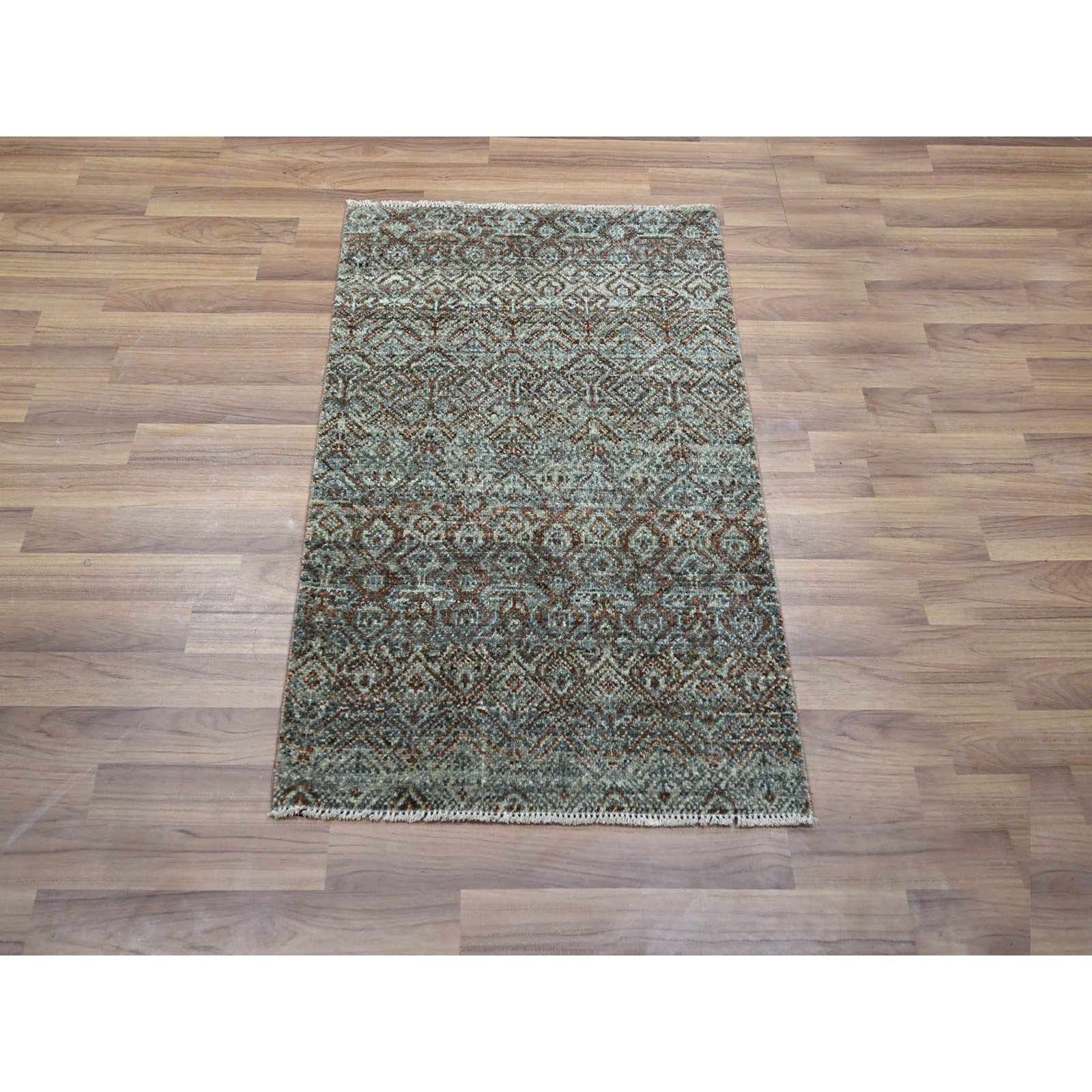 2’x3′ Gray Kohinoor Herat Pattern Hand Knotted Soft Wool Oriental Rug 76889