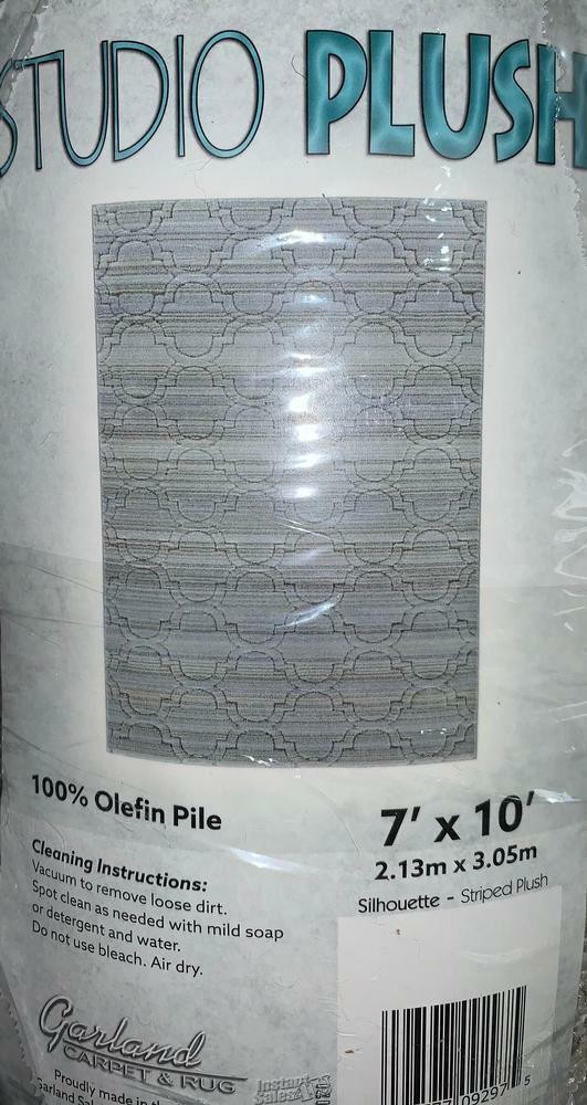 Studio Plush Stripe Area Rug 7’W x 10’L Silhouette Olefin Pile Polypropylene Tan