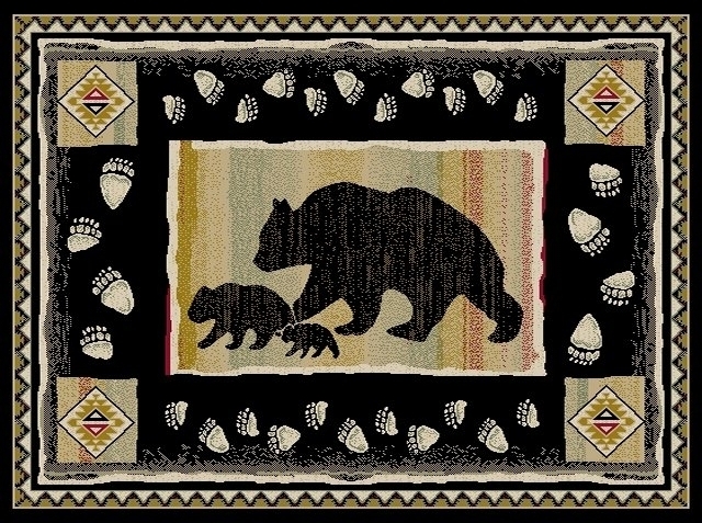 4X6 Lodge Cabin Bear Paw Black Beige Red Southwestern Cubs Area Throw Rug New