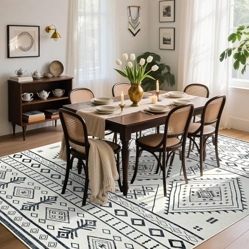 Modern Boho Rugs for Living Room 5×7, Non Slip Transitional Area Rugs for
