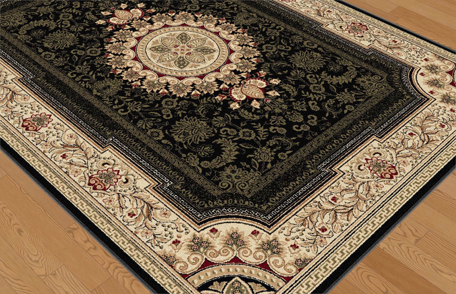 Traditional Persien 9×12 Medallion Bordered Actual: 8′ 9″ x 12′ 3″