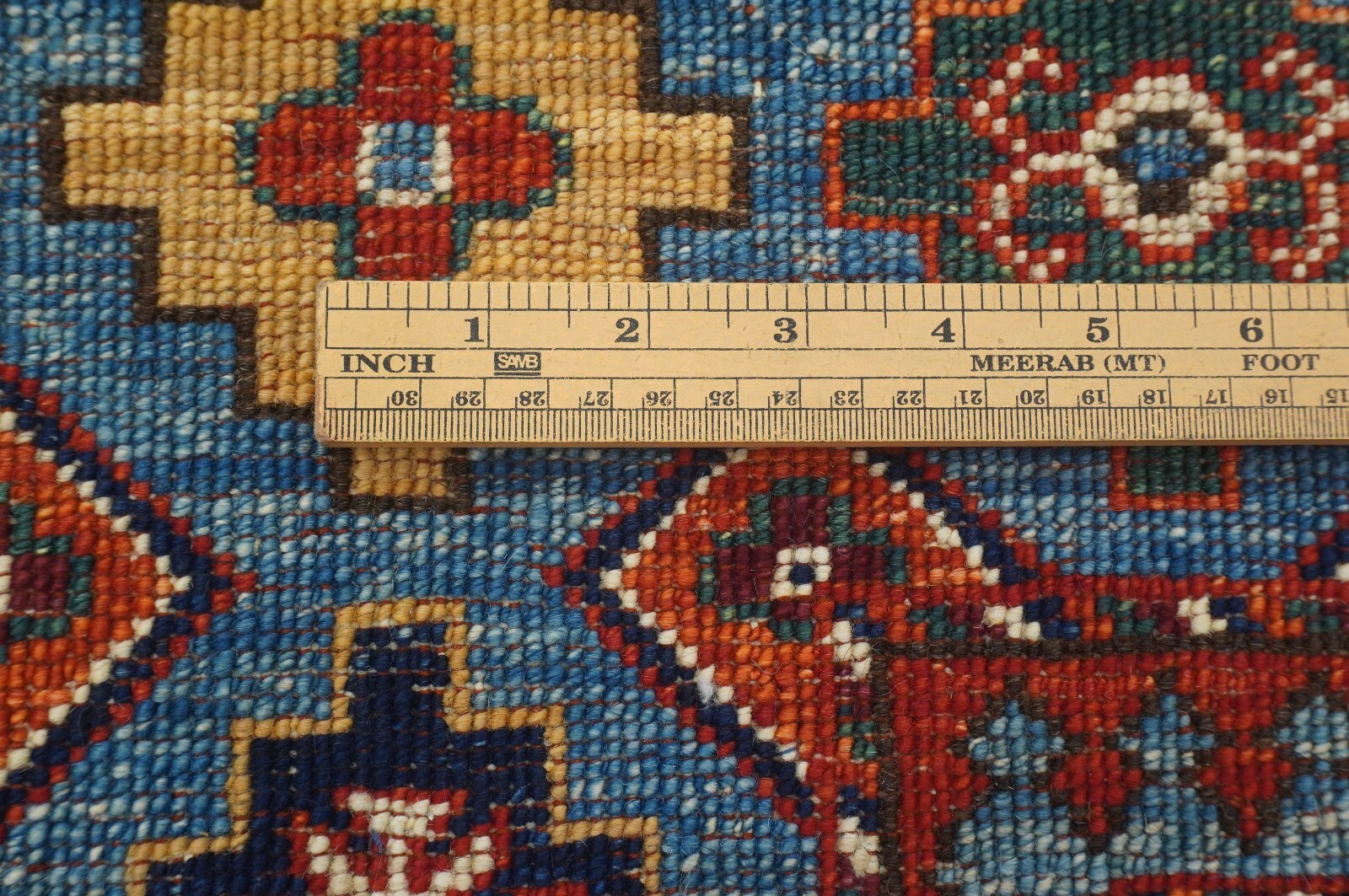 5 x 7 ft Blue Ersari Afghan Hand Knotted Wool Geometric Tribal Area Rug