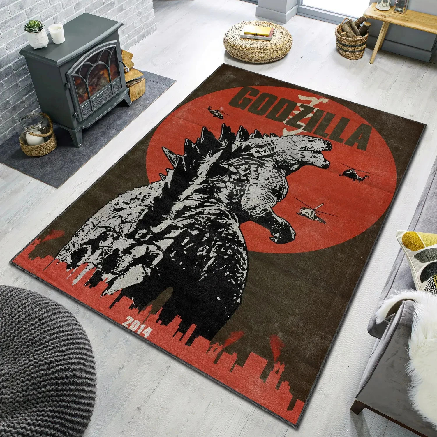 Monstrous Godzilla City Attack Area Rug – Dramatic Movie-Inspired Home Decor