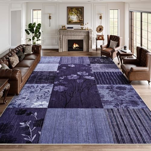 Purple 6×9 Area Rugs – Non-Slip Soft Stain – Washable
