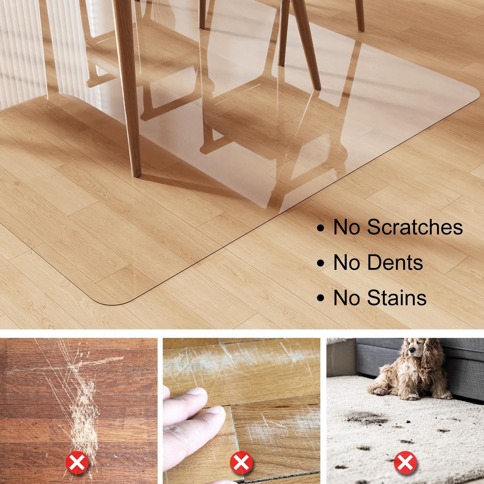 Crystal Clear Floor Mat 4×6ft, Upgraded Easy Flat Waterproof Vinyl Rug Cover,…