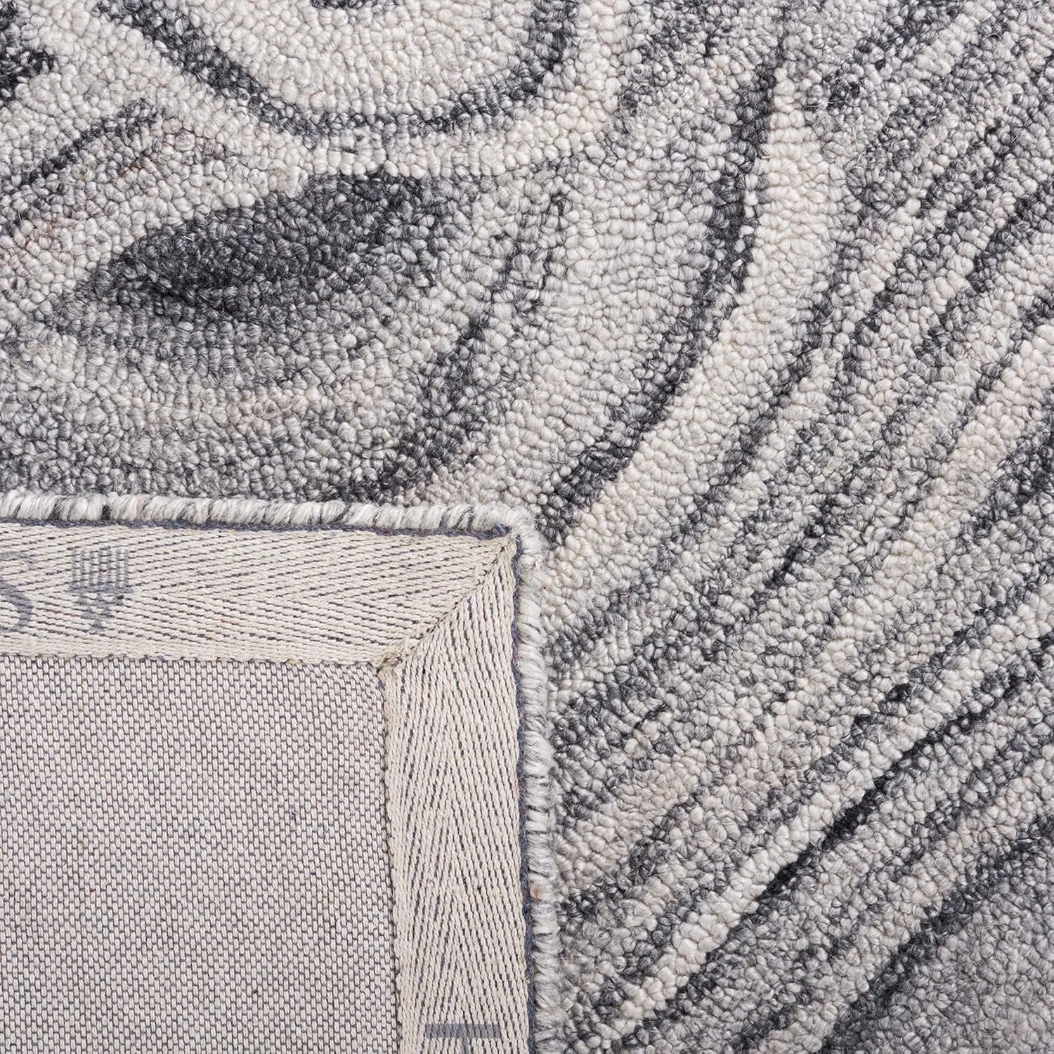 Handmade Abstract Area Rug 6′ x 9′ Dark Grey & Black for High Traffic Areas