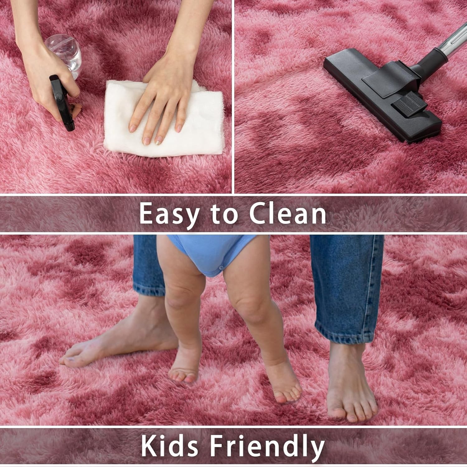 Fluffy Area Rugs Large Tie-dye Pink Red Carpet Mat for Living Room Bedroom Floor