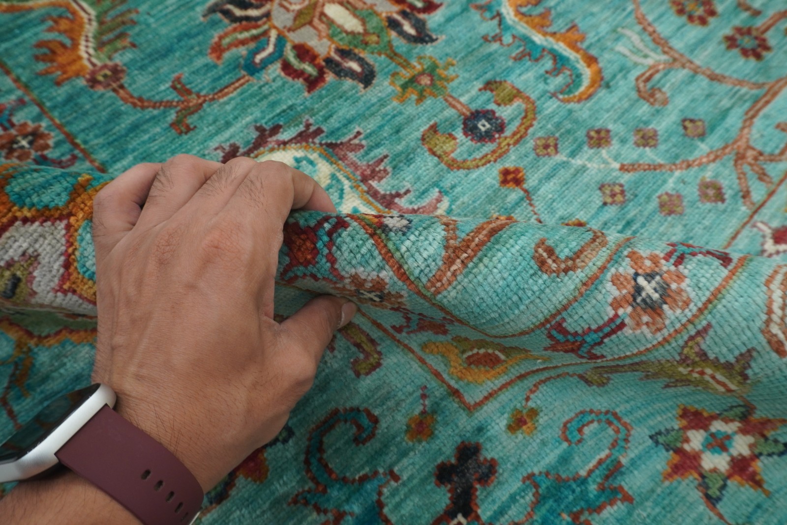 6×8 ft Turquoise Blue Afghan Hand Knotted Wool Oriental Rug