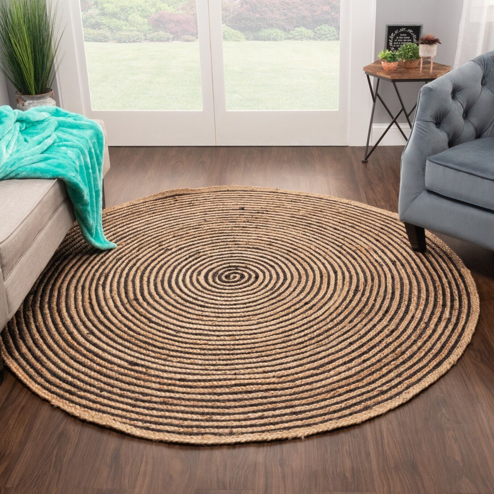 Braided Jute Modern Transitional Round Anti Static Eclectic Indoor Area Rug