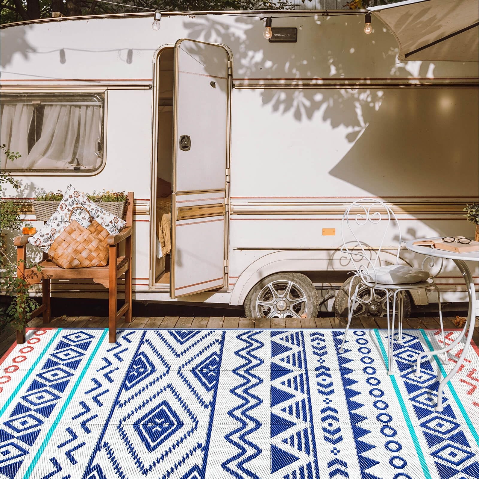 Waterproof Reversible Patio Rug 5×8 ft, Plastic Straw Mat for RV Camping | 10…
