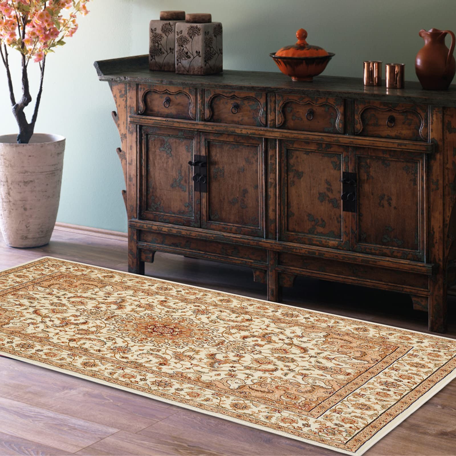 COMSLE Boho Area Rug, 2′ x 4′ Machine x (Rectangular), Cream/Beige-2