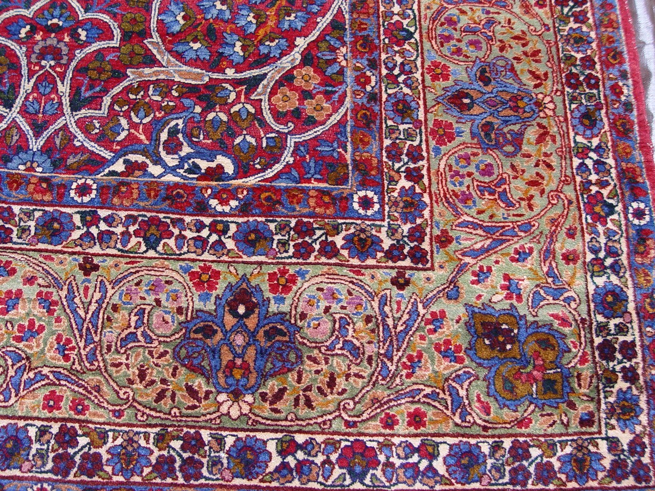 Phenomenal Antique 1880s Kermann Lavarr Hand Knotted Wool Rug Unique 8’10″x13’9″