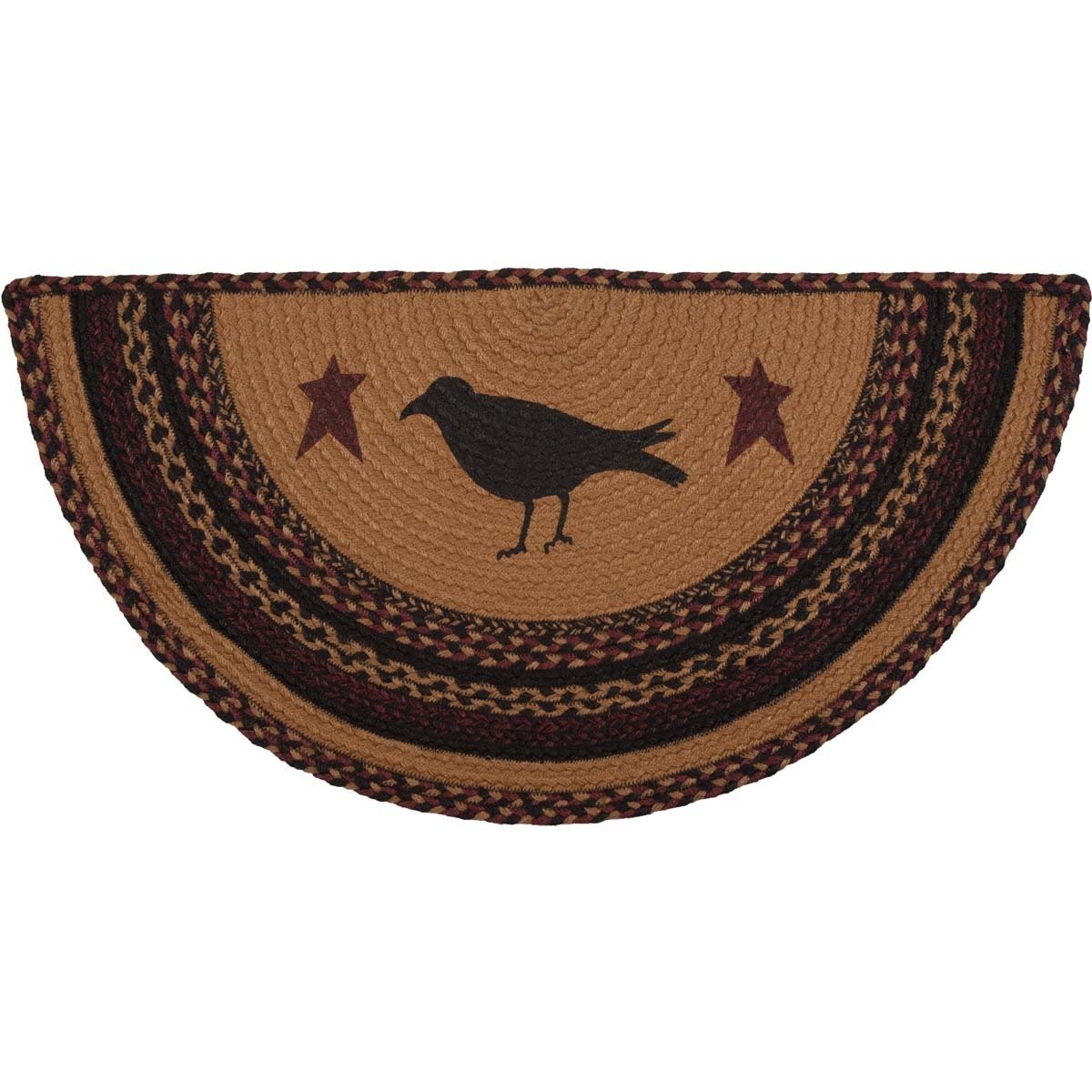 Heritage Farms Primitive Crow Jute Yellow Stenciled Accent Rug Half Circle 16…