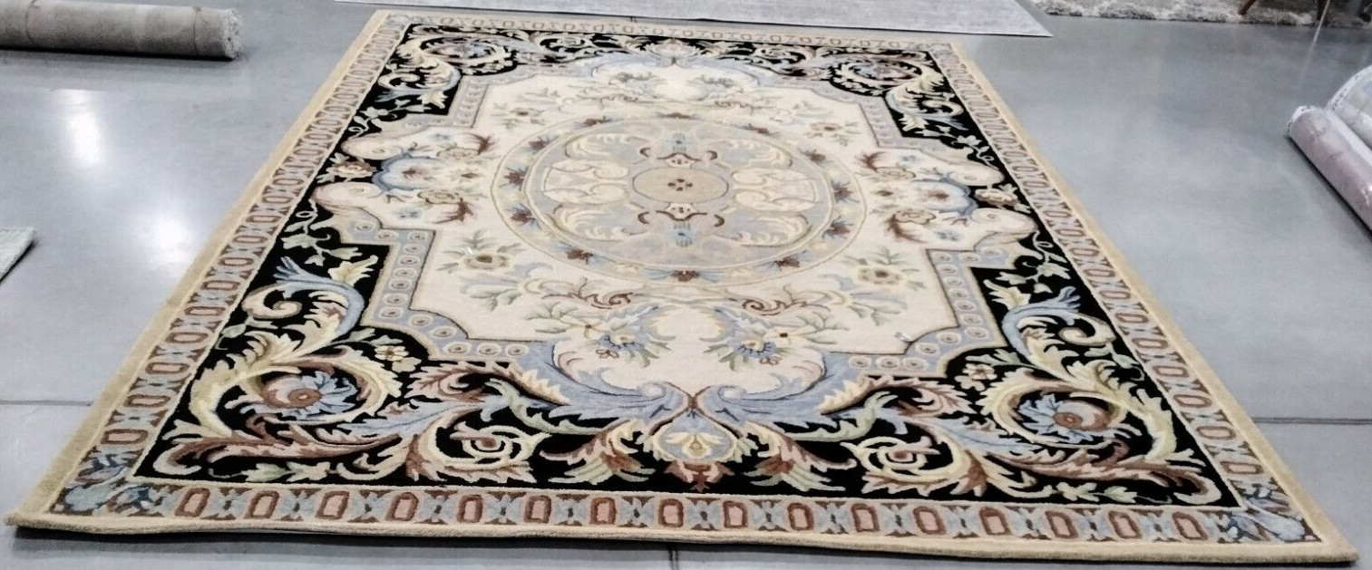 IVORY / NAVY 9′ X 12′ Back Stain Rug, Reduced Price 1172728031 SAV116N-9