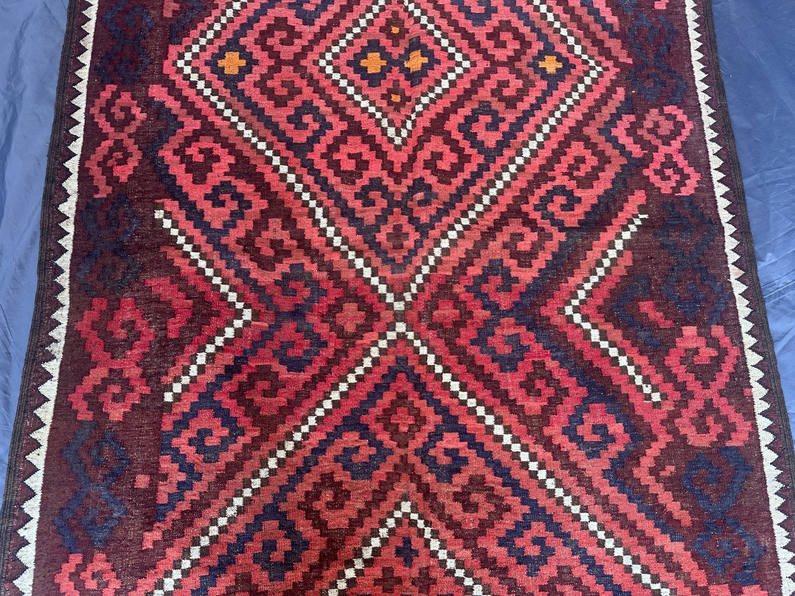 Burgundy Afghan 5.1×8.8ft Handmade Tribal Flatweave Kilim Rug Geometric Area rug
