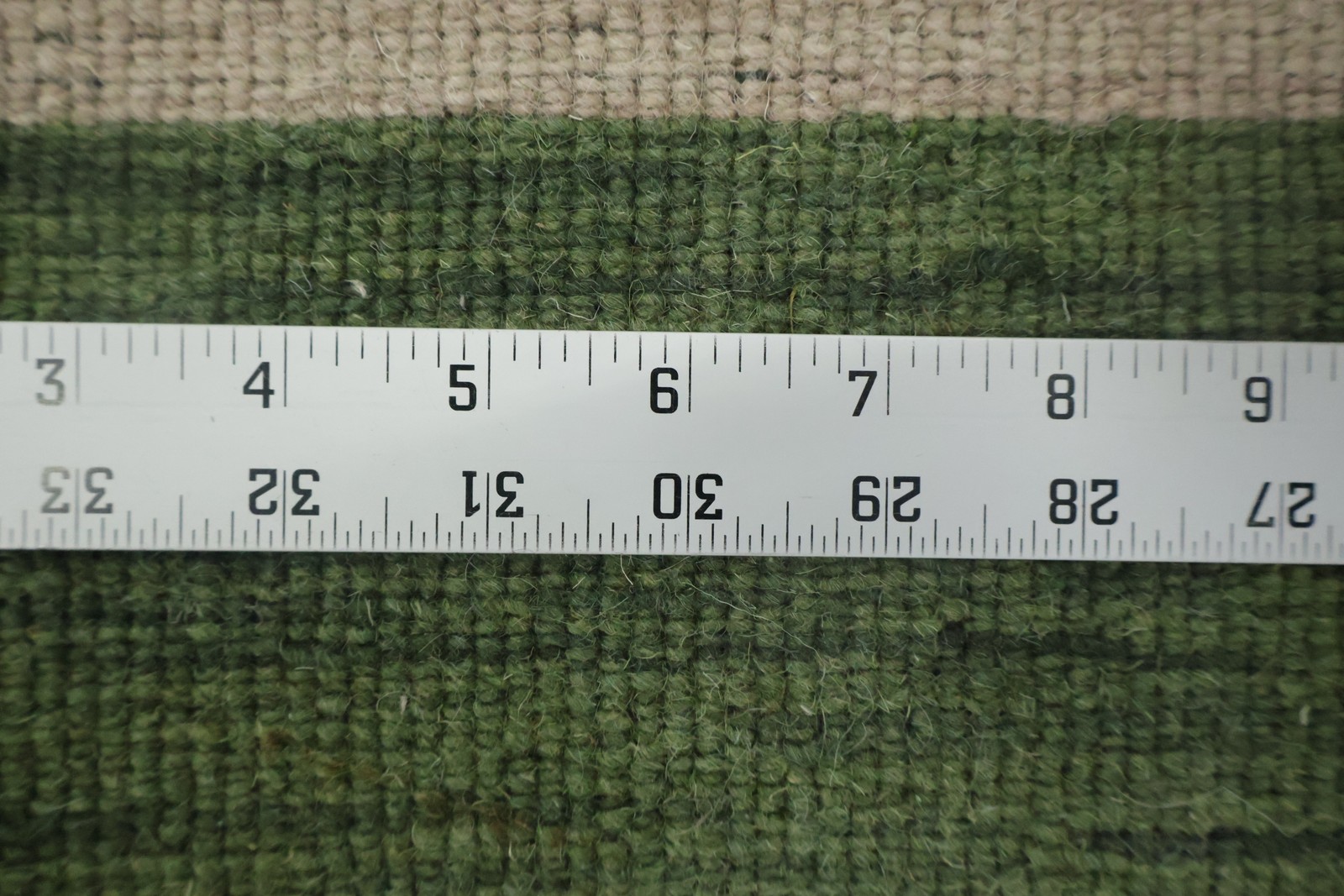 Chic Green/ Ivory Striped Area Rug 5×8 Hand-knotted Wool Modern Style Carpet