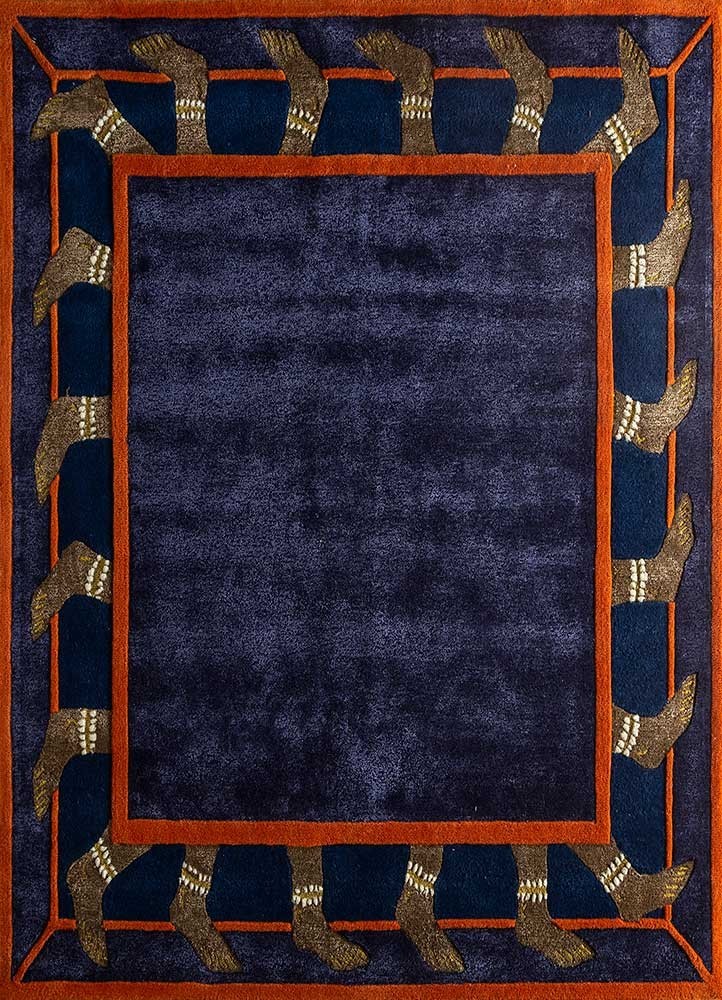 Hand tufted wool and viscose Rug purple rectangle