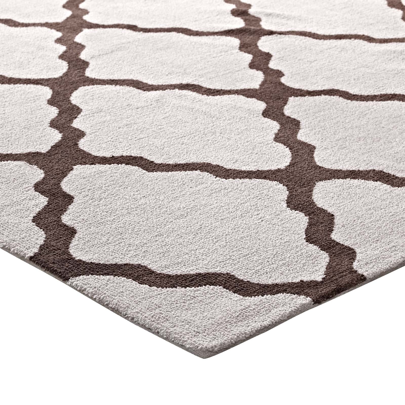 Modway Marja Moroccan Trellis 8×10 Area Rug in Brown and Gray