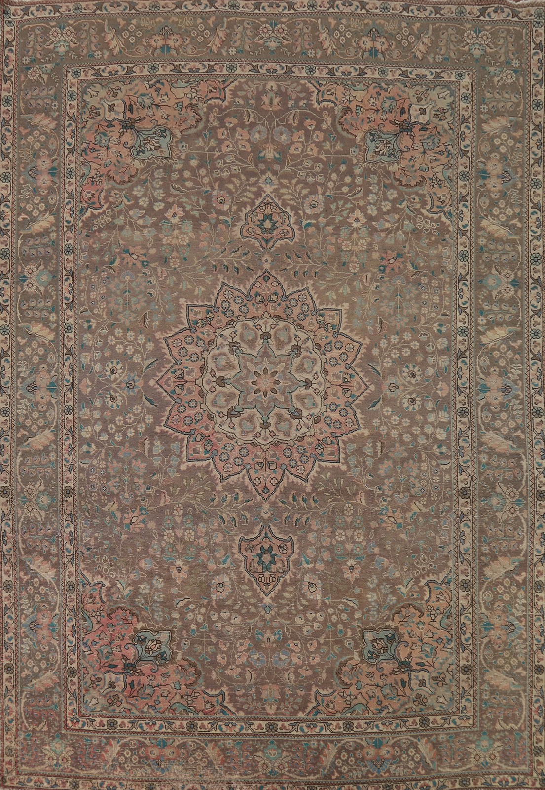 Brown Medallion Area Rug 8×11 Handmade Wool Traditional Vintage for Living Room