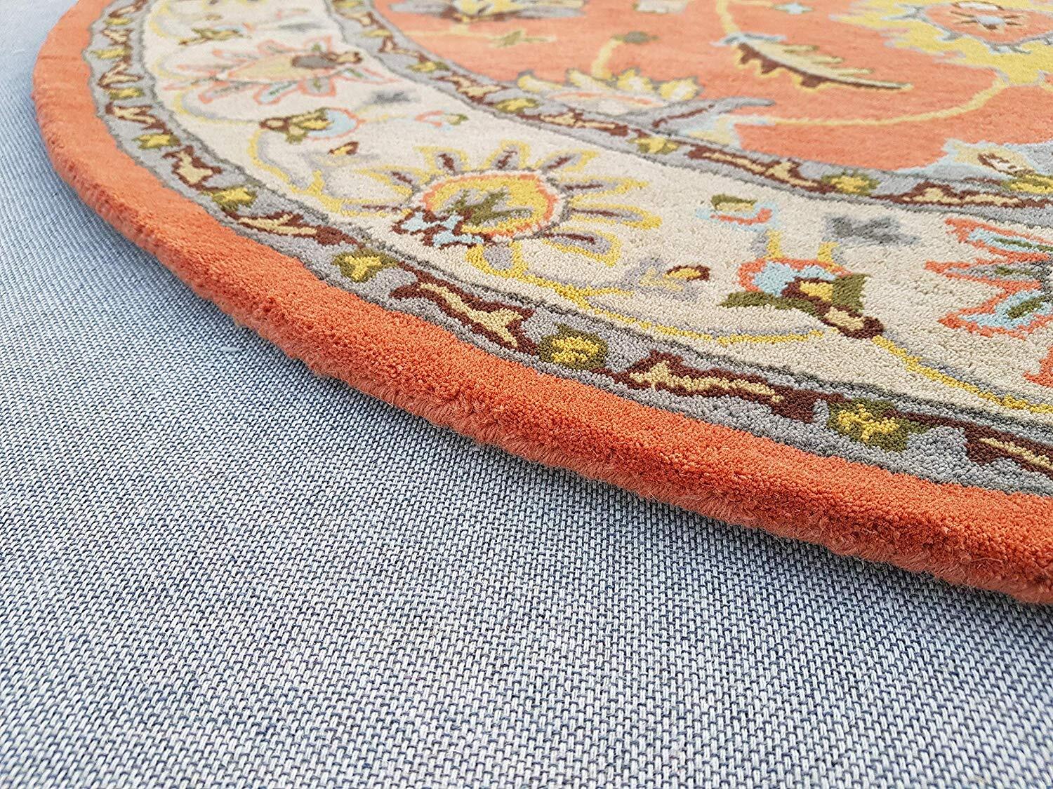 Round Hand-Tufted Carpets Traditional & Classical Wool Area Rug