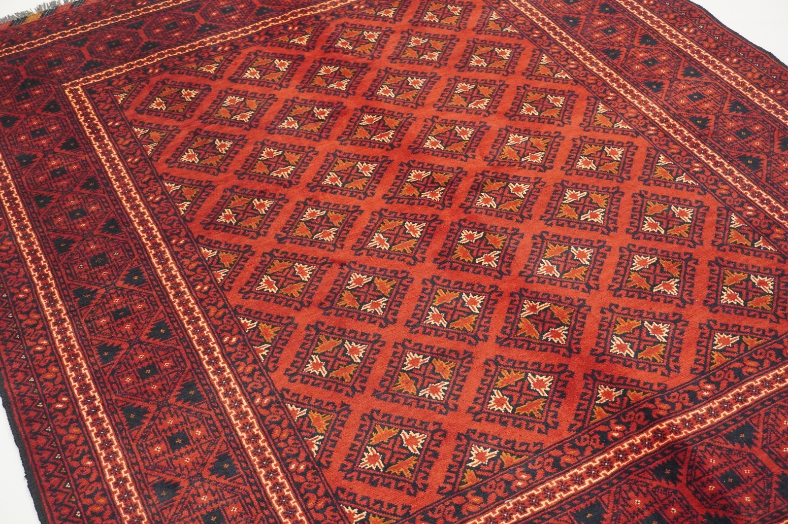 5×6 ft Red Afghan Hand Knotted Wool Oriental Rug