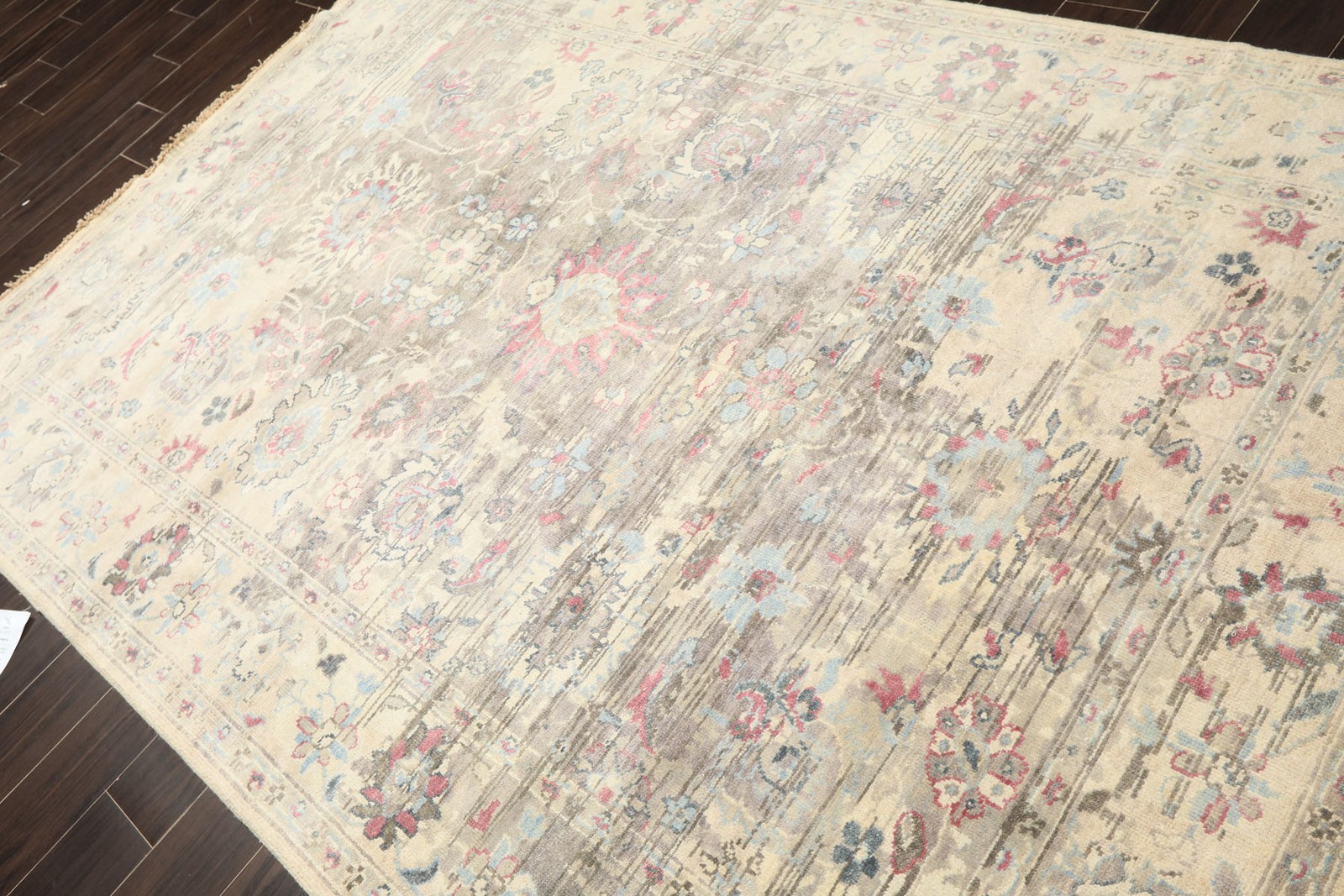 Kalaty 5’11”x8’10” Hand Knotted Wool Taupe Oushak Erased pattern Rug