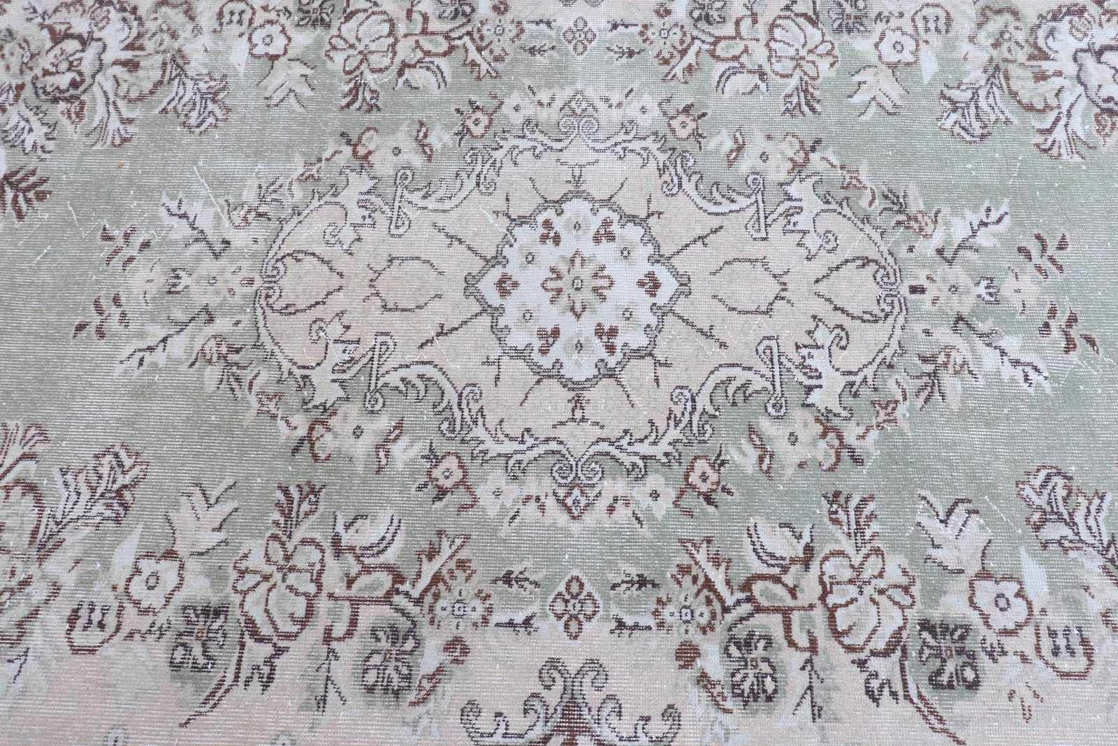 5,2×8,8 ft Large Vintage Rug, Turkish Rug, Brown White Floral Wool Rug