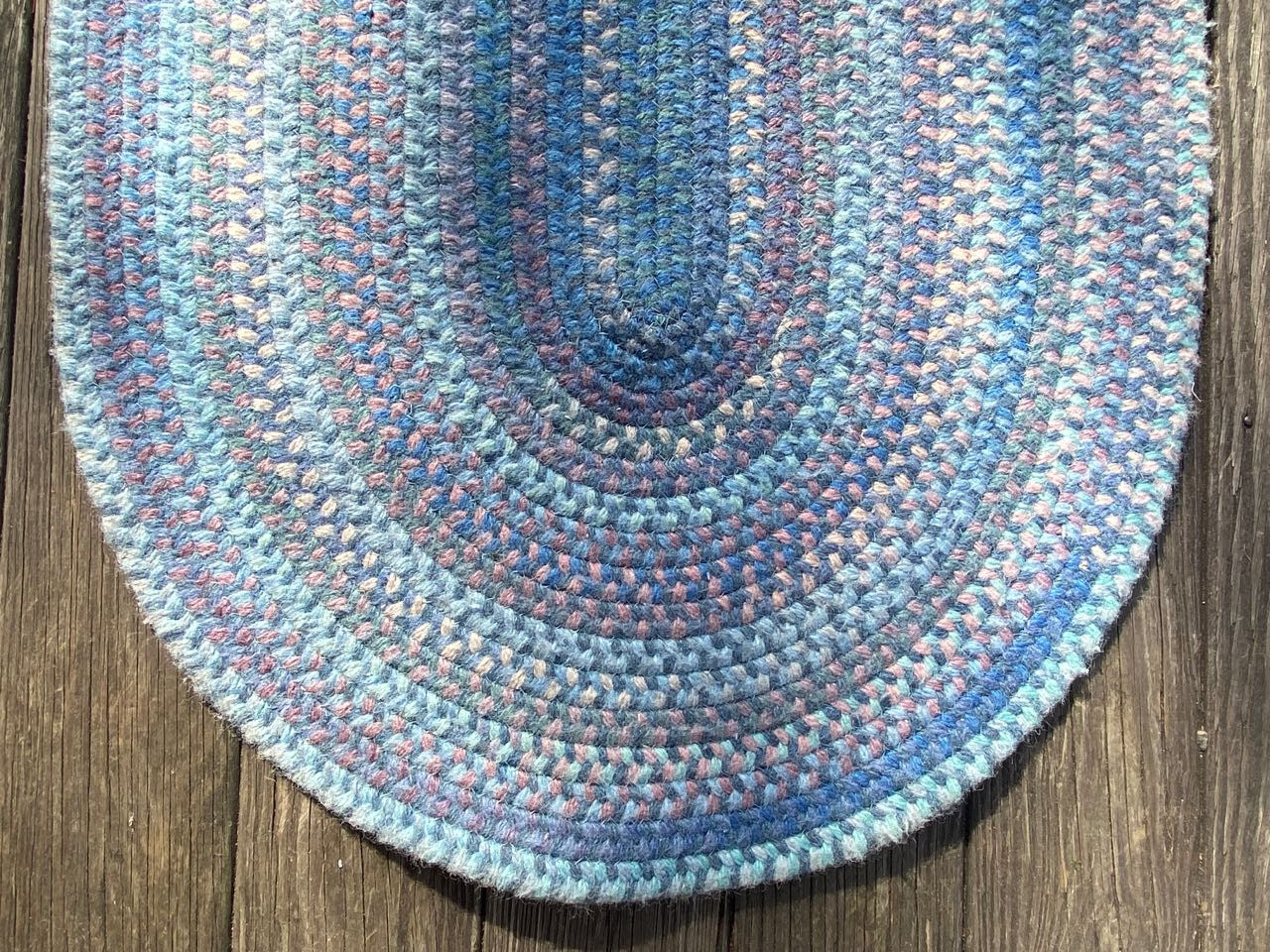 Vintage Chenille Hand Braided Oval Pill Area Rug. 48×27 inches