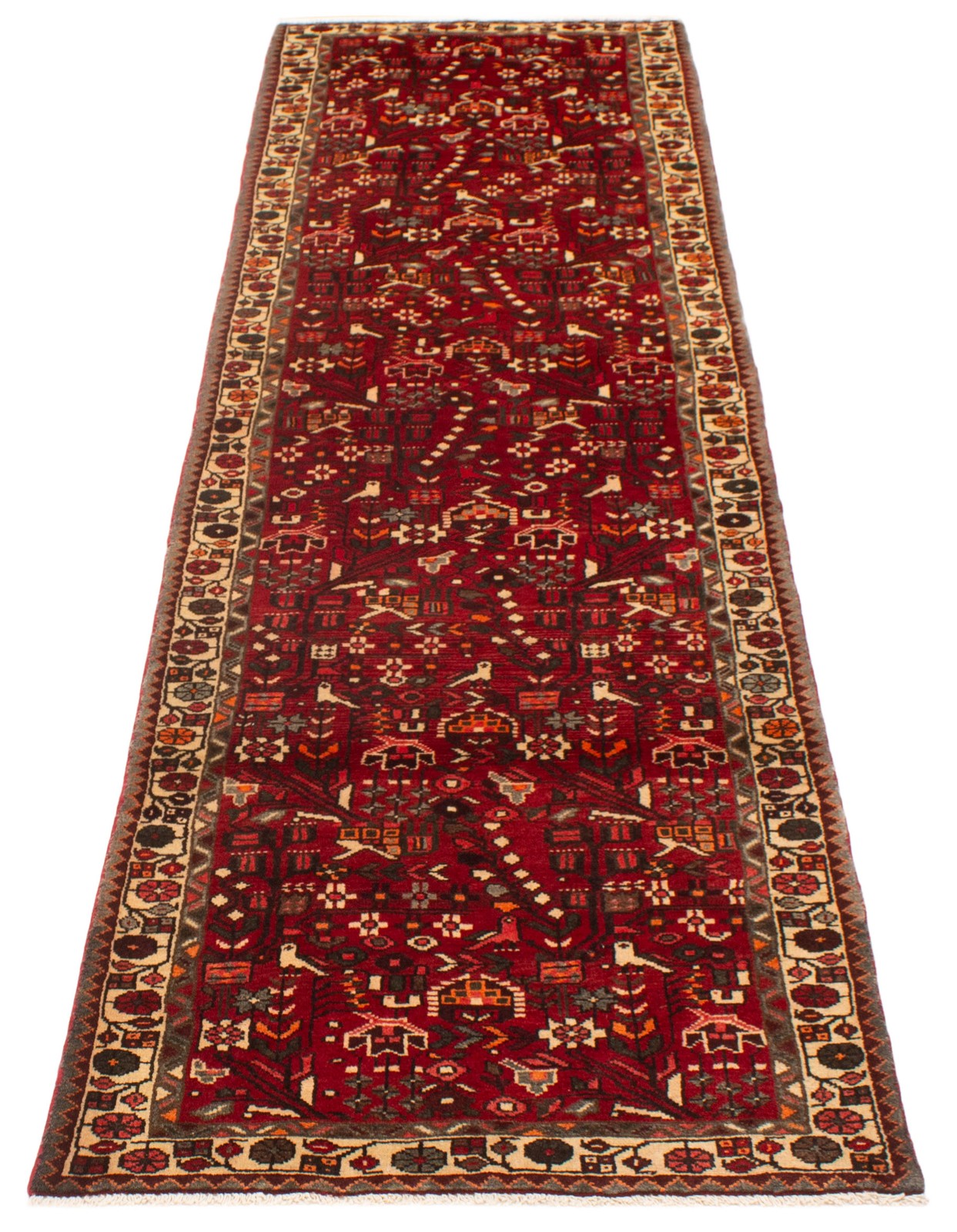 Vintage Hand-knotted Runner Rug 3’4″ x 12’6″ Traditional Oriental Wool Carpet