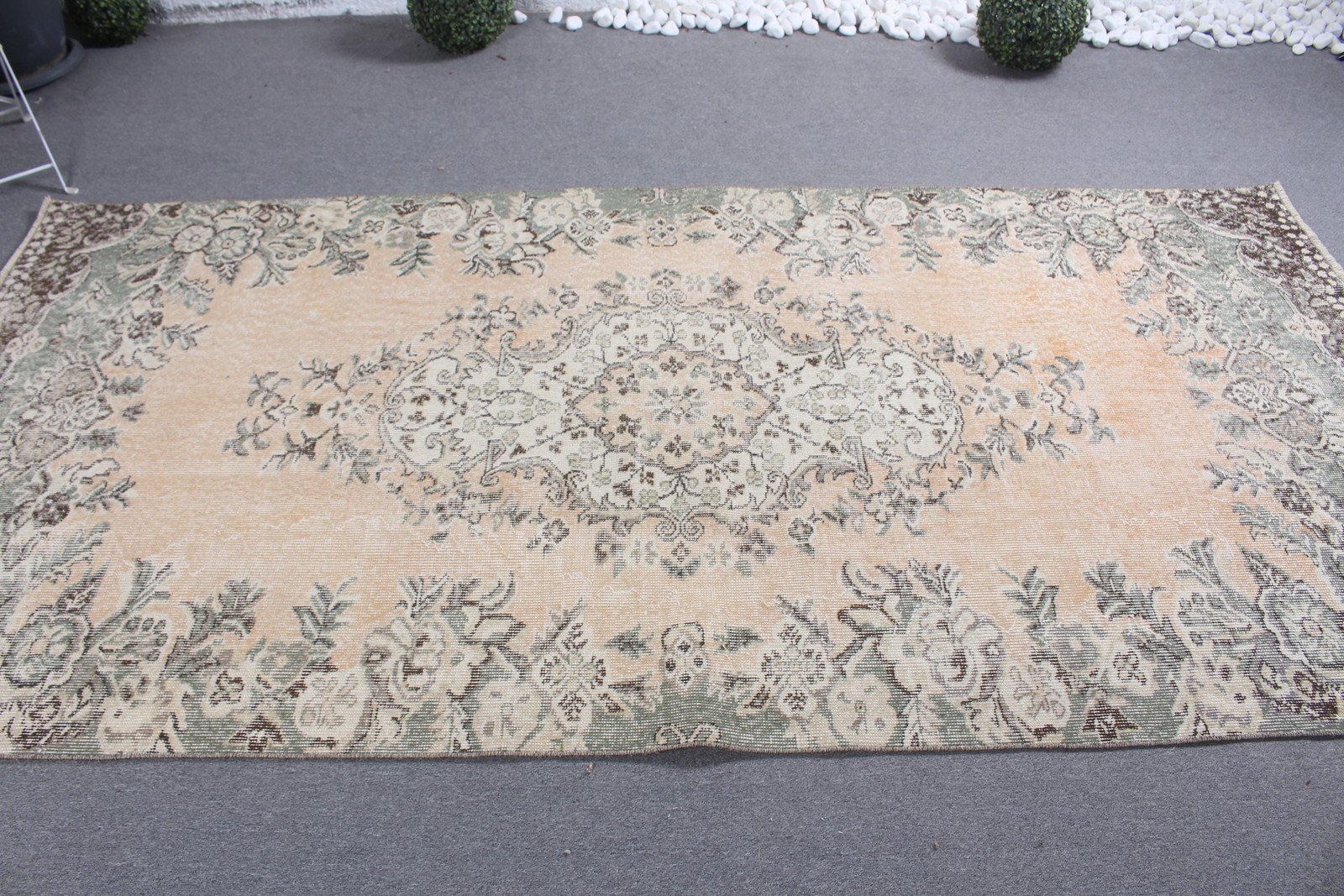 4,4×8,9 ft Area Vintage Rug, Orange Southwestern Turkish Rug