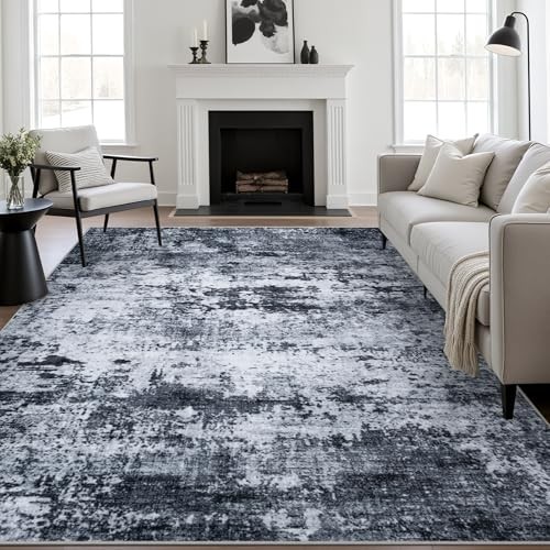 5×7 Area Rug Living Room Rug: Washable Modern Abstract Soft Thin Rug Indoor