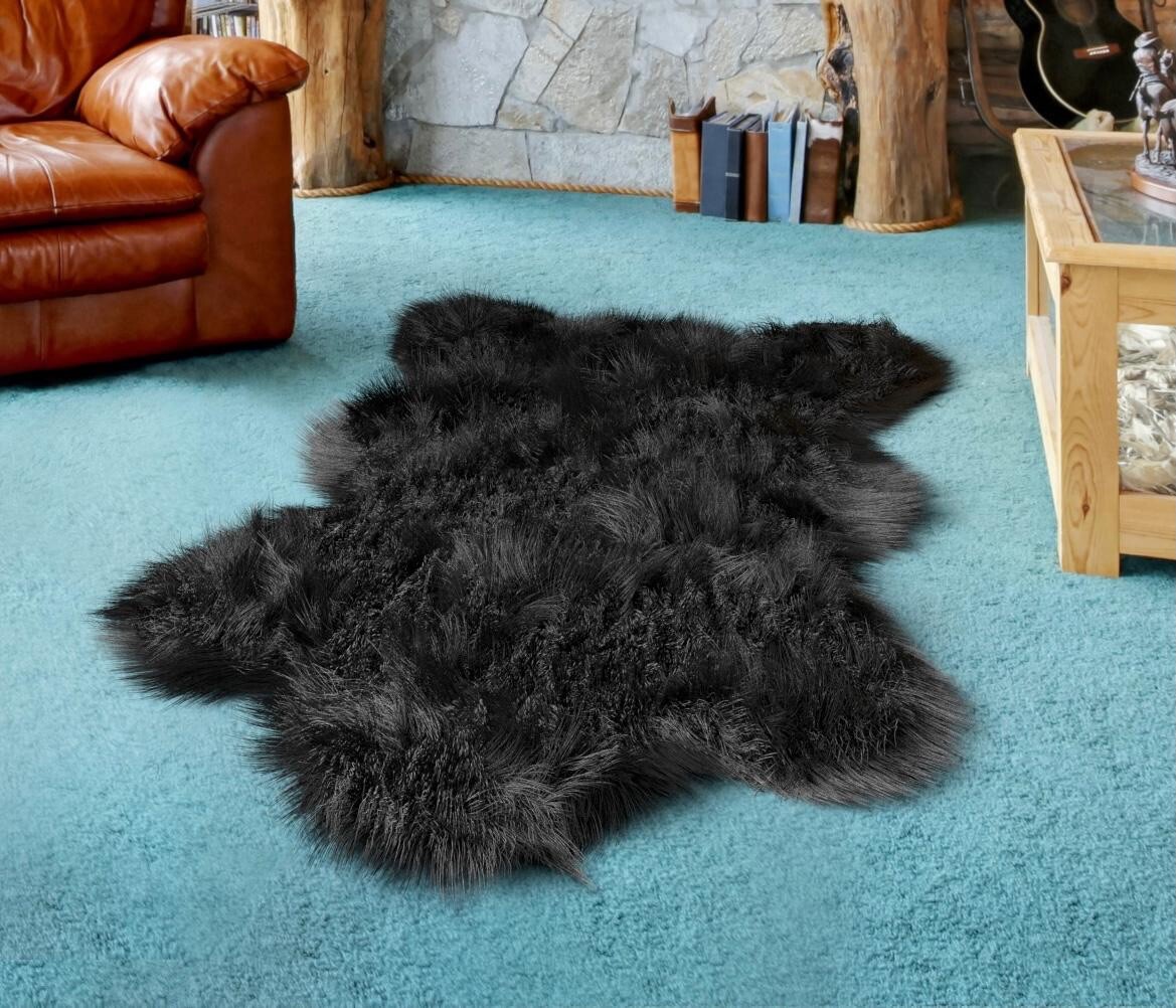 Deluxe Faux Bear Rug for Nursery [Extra large 6ft x 3 ft.Faux fur Bear Skin Rug.