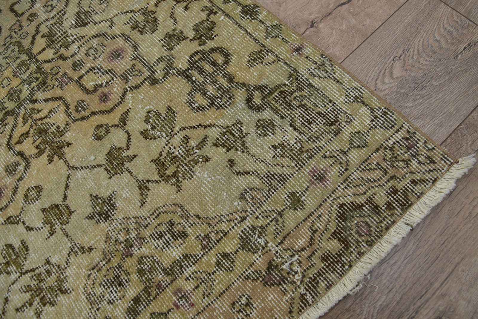 Turkish Rug, 5,2×9,4 ft Vintage Rug, Beige Solid Wool Rug