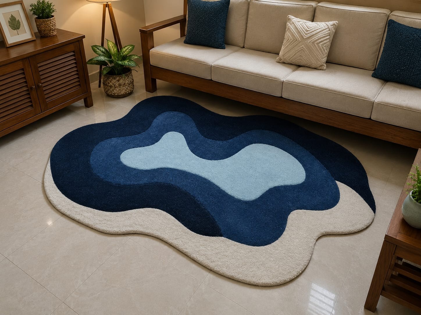 Irregular Modern Abstract Hand Made Tufted Wool Area Rug For Home Decor Carpet