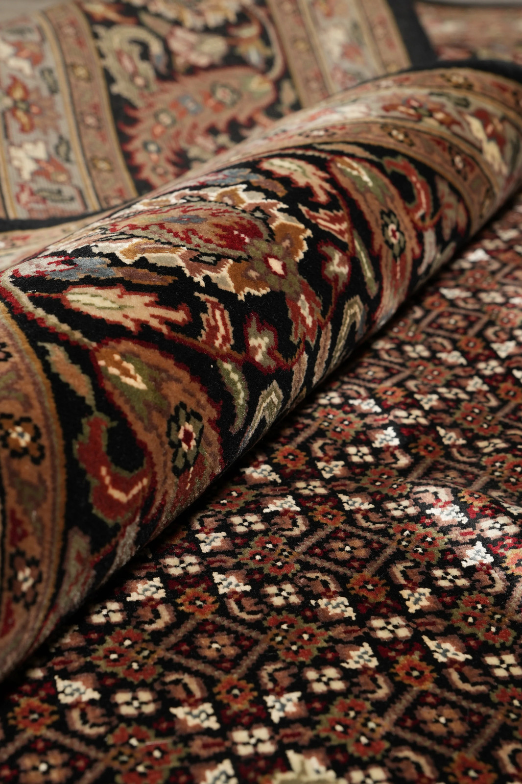 8.2 x 10.2 Earthy Black High Quality Wool and Silk Tabriiz Mahii Carpet #F-4478
