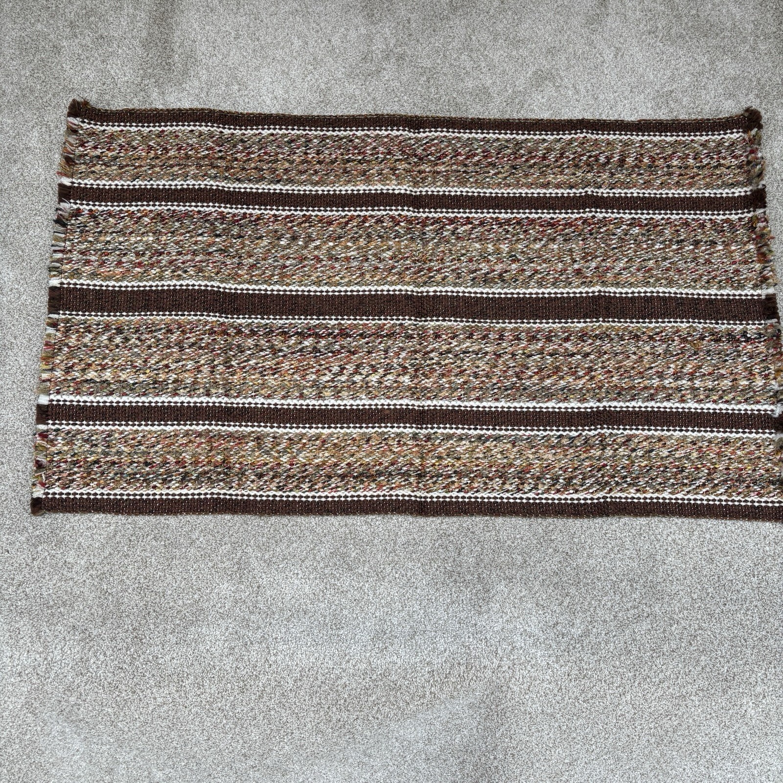Vintage Multi-Color Woven Multicolor Hook Rug Kitchen Throw Decorative 41×24″
