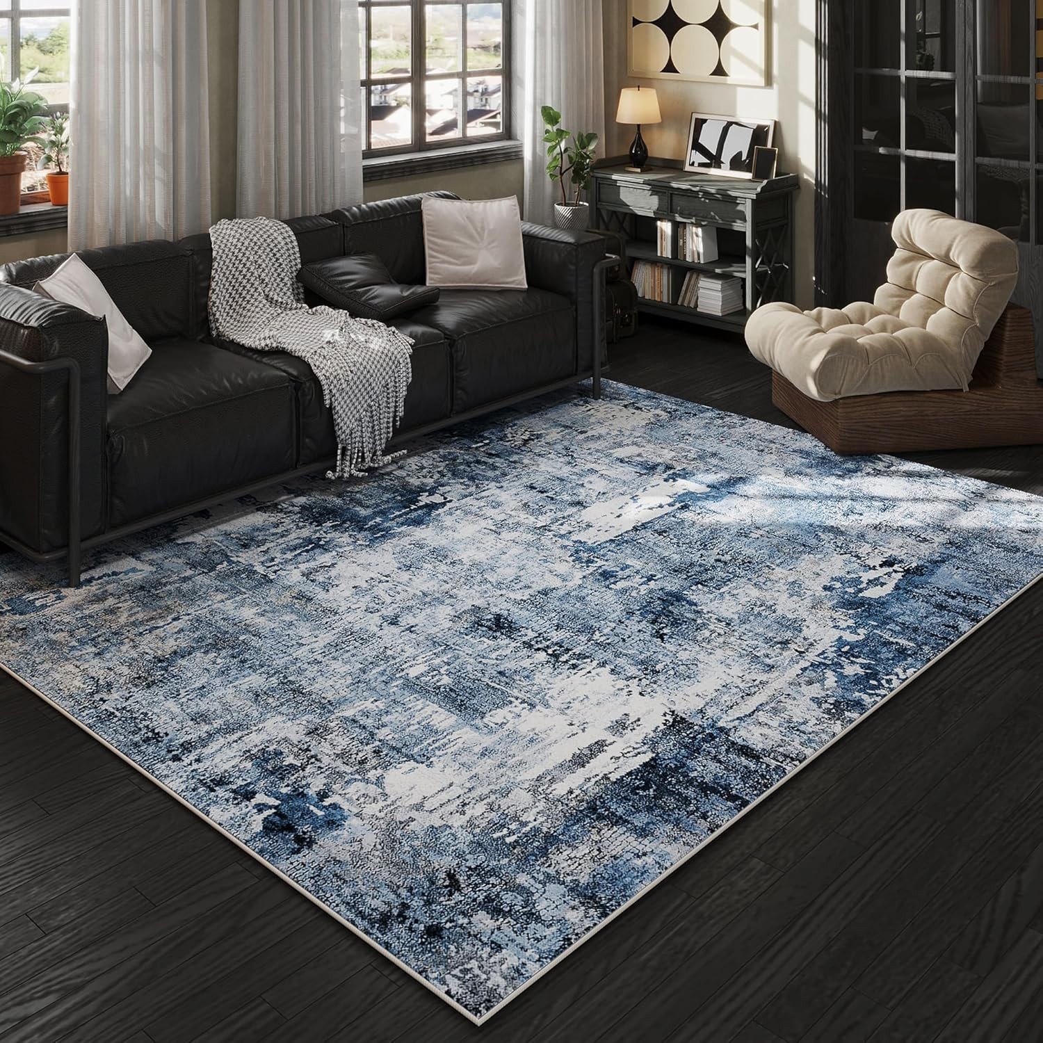 Versatile 5×7 Faux Wool Rug with Elegant Floral Design – Non-Slip & Kid-Friendly
