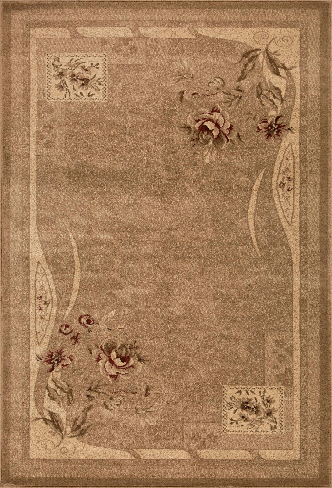Ruban Modern Floral Block Power Loomed Runner Repels Moisture Indoor Area Rug