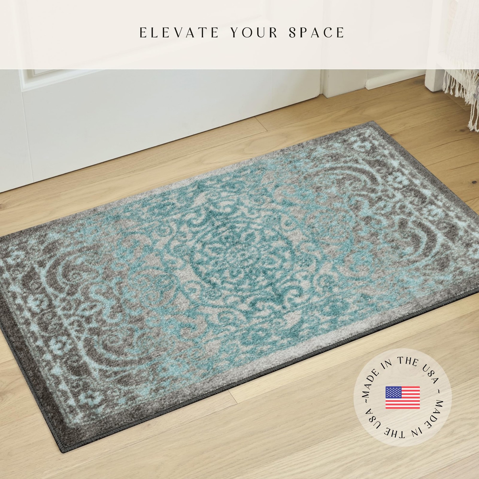 Maples Rugs Pelham Vintage Medallion 1’8″ x 2’10” (Rectangular), Grey/Blue