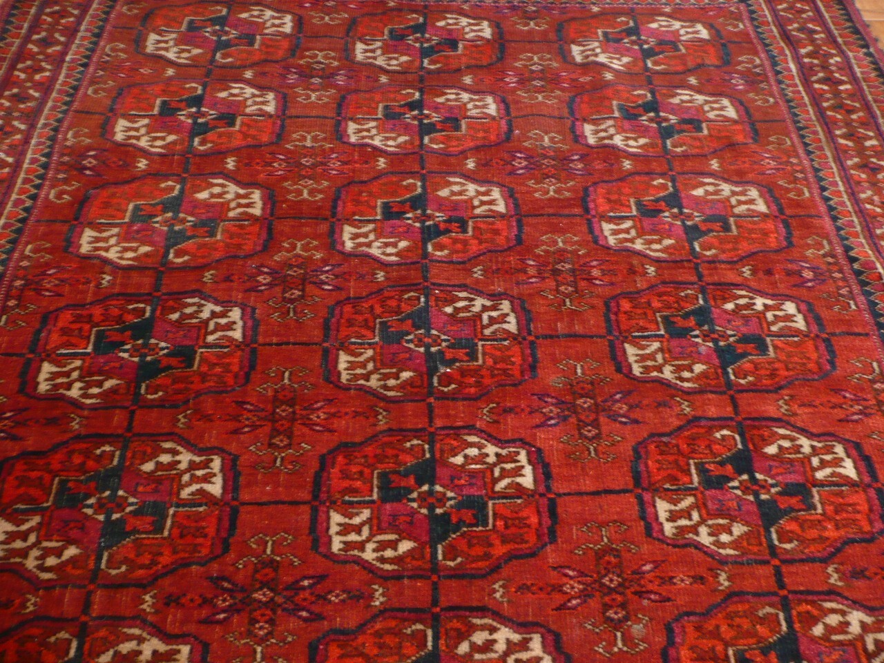 3’2 X 4’2 Hand Knotted Red Antique Fine Bokara Oriental Rug G1914