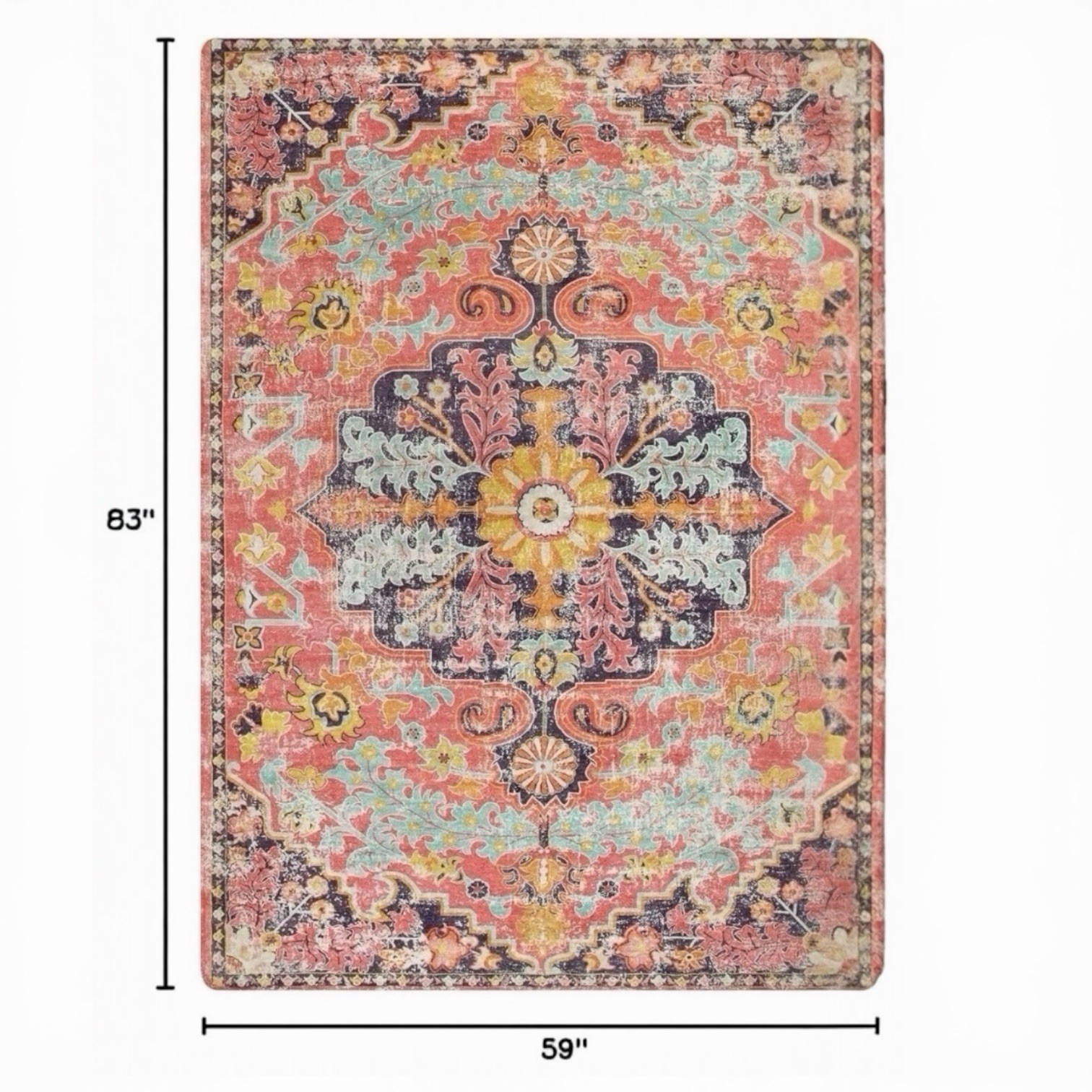 NEW Anthropologie Moroccan Boho Multicolor Washable Area Rug Carpet – 5′ x 7′
