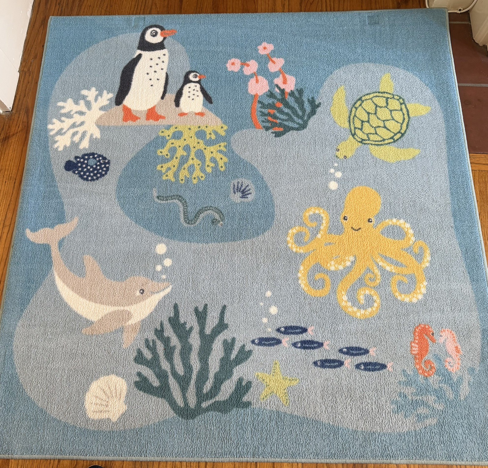 IKEA BLÅVINGAD Rug Ocean Animals Pattern Multicolor – USED (GOOD Condition)