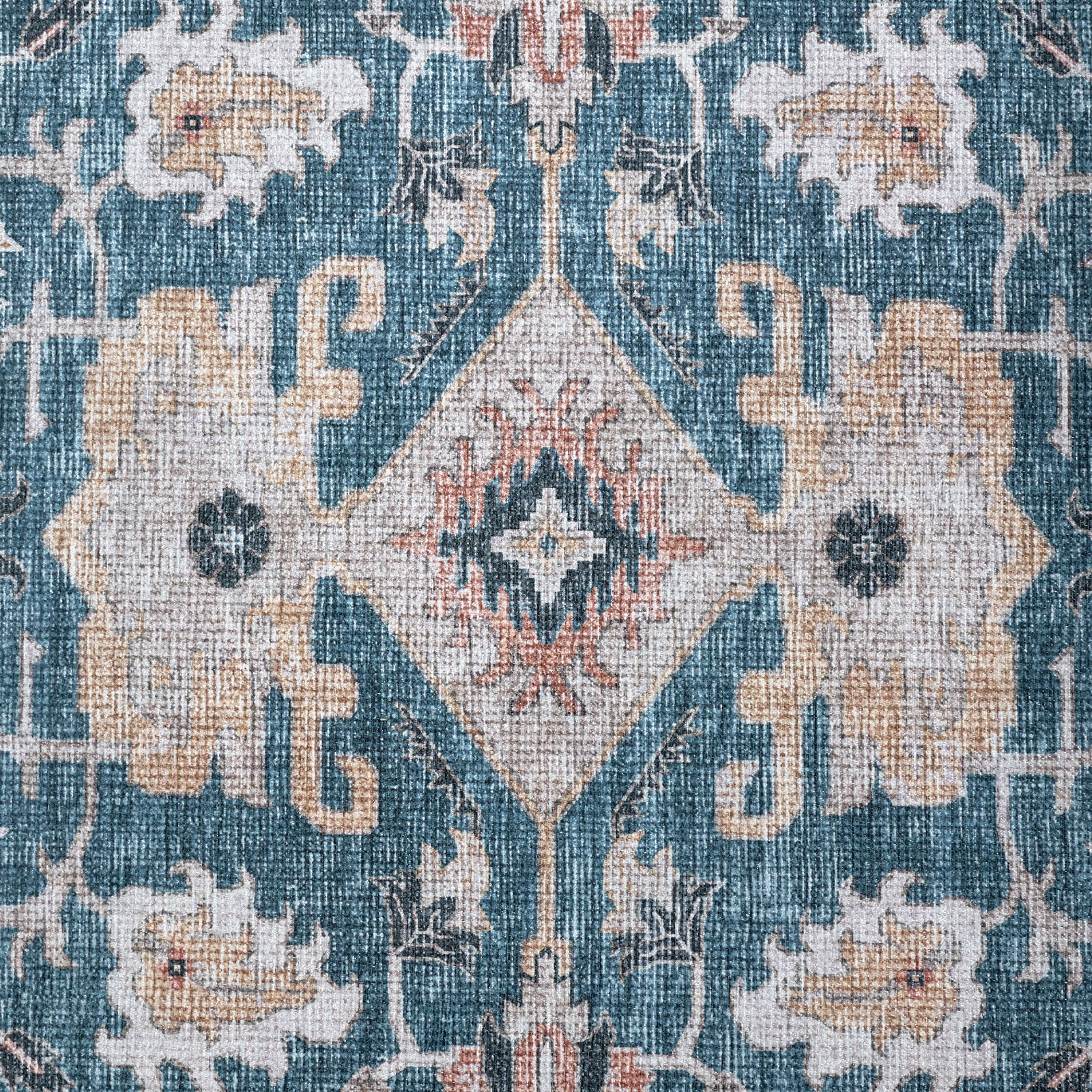 6×9 Vintage Floral Area Rug Washable Non-Slip Living Room Bedroom Blue