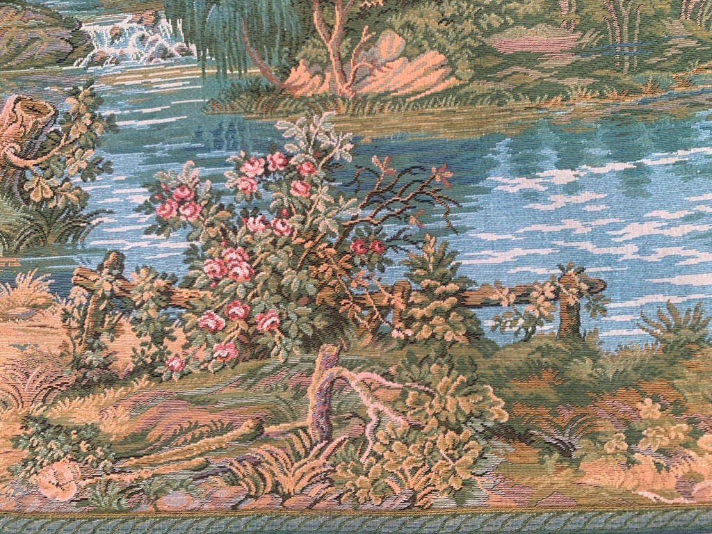 Vintage French River Side Multicolor View Tapestry Home Decor 3×5 ft