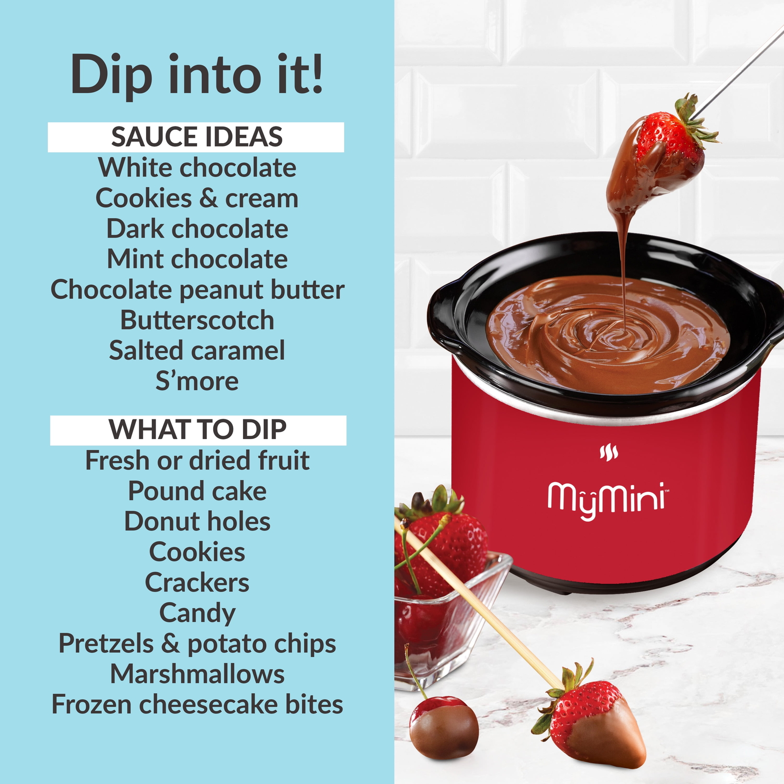 MyMini Dipping Pot Food Warmer, Red (5.9″ x 5.9″, 2.4lb)