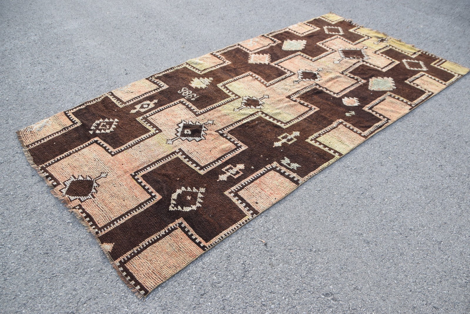 5,1×10,1 ft Rug, Vintage Turkish Rug, Brown Wool Rug