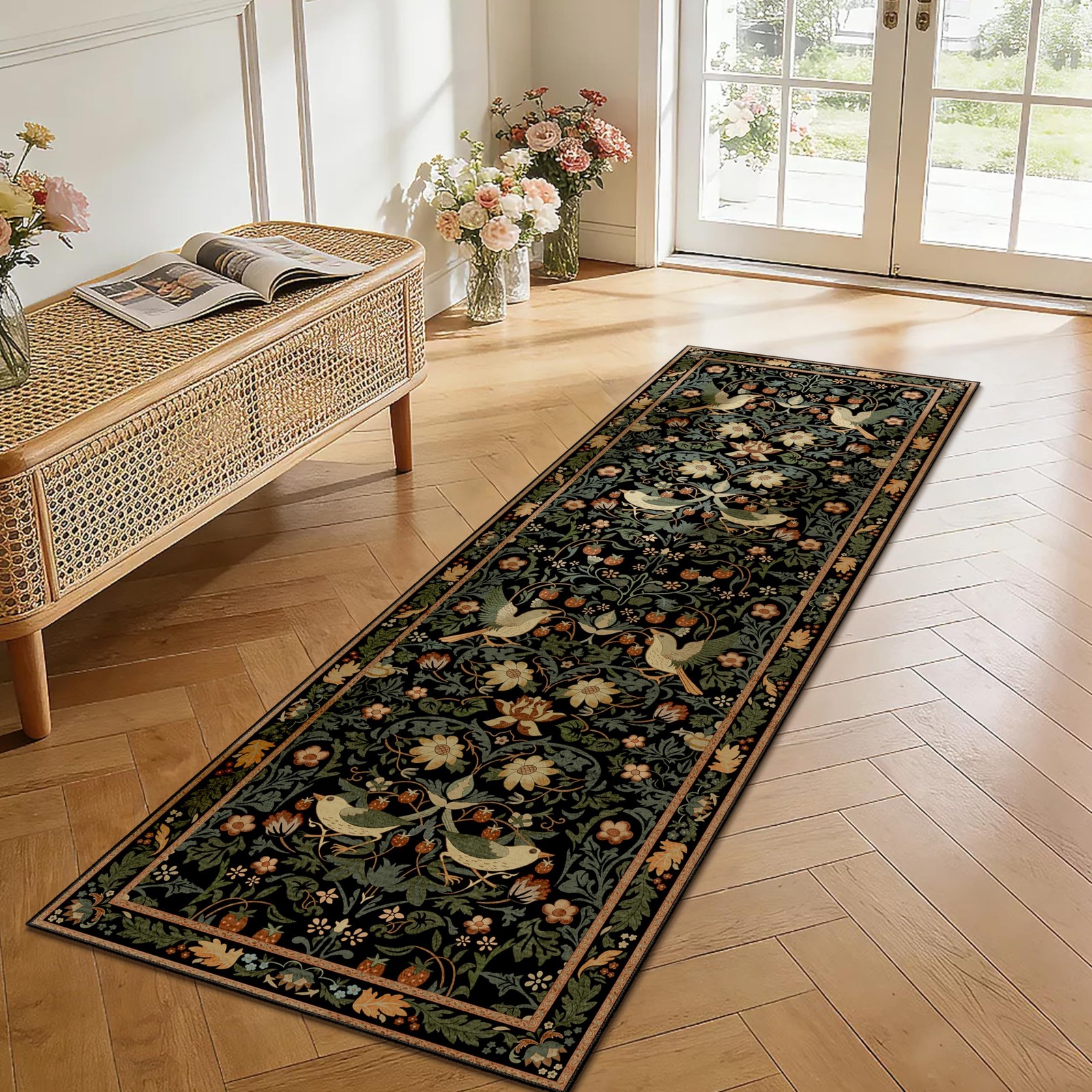 Black Washable Runner Rug 2×6 Long Boho Rug Runners for Hallways