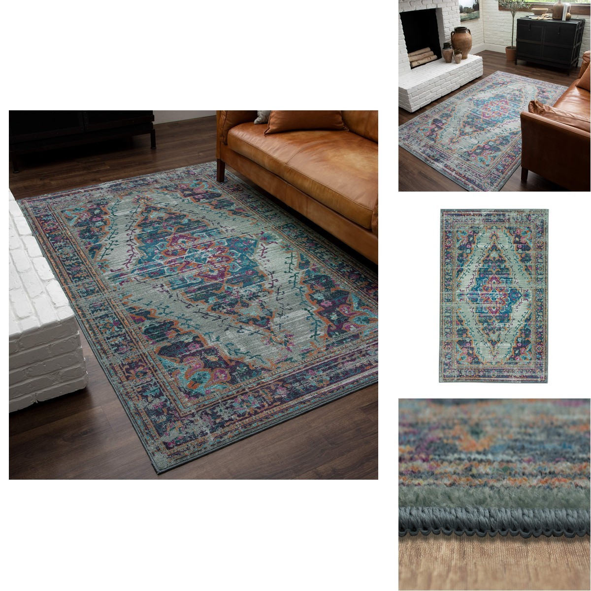 Mohawk Home Kellen Teal (4′ x 6′) Ornamental Area Rug Z0494 A229 048072 EC