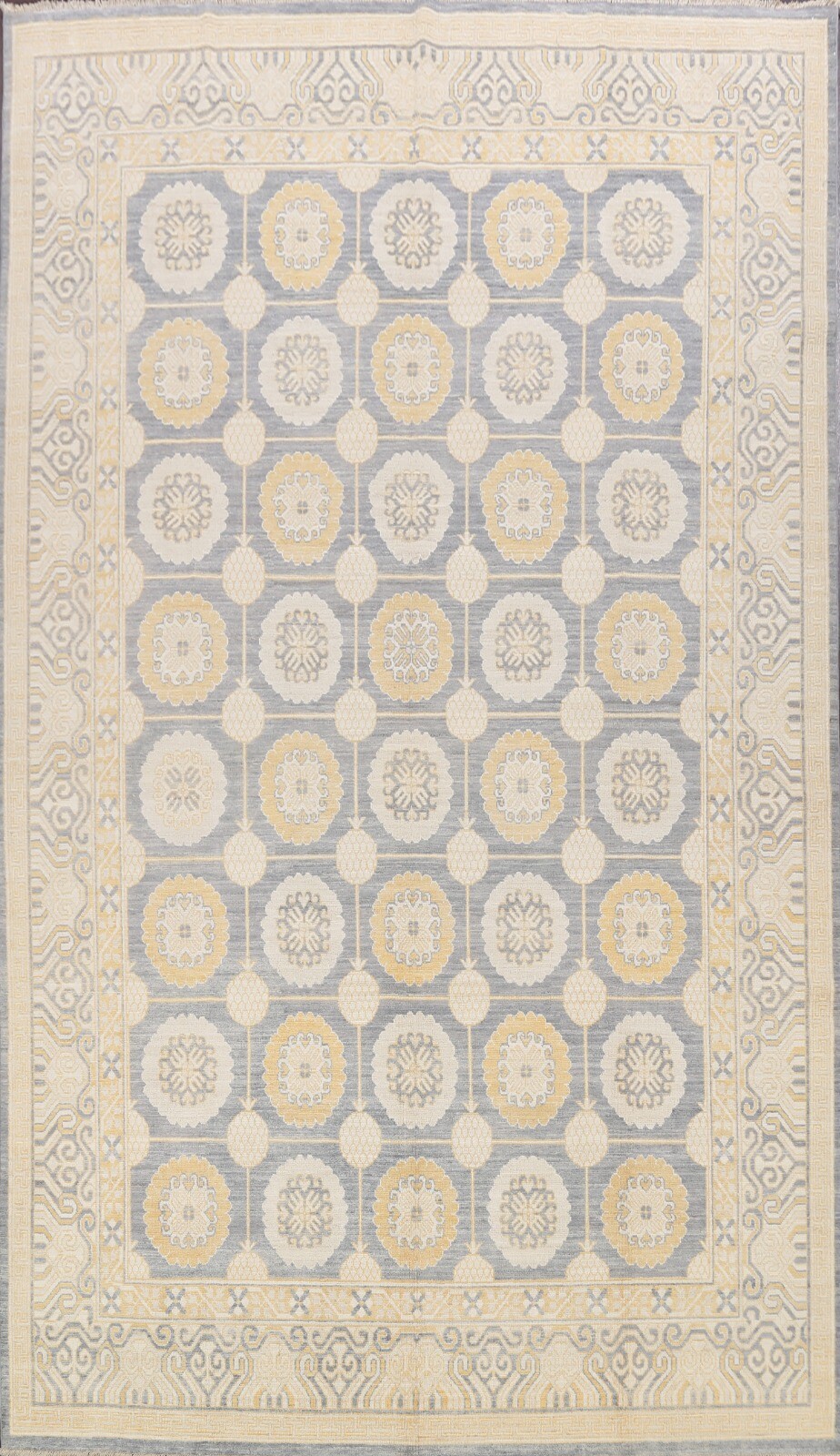 All-Over Khotan Oriental Area Rug Living Room Hand-knotted Vegetable Dye 9×12 ft