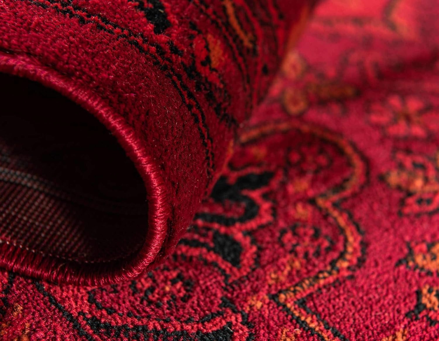 Over-Dyed Torkaman Area Rug 7′ x 10′ Red/Black – Tekke Collection